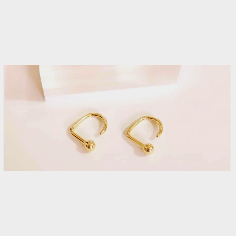 Authentic Real 18k Solid Yellow Gold Minimalist Huggie Earrings
